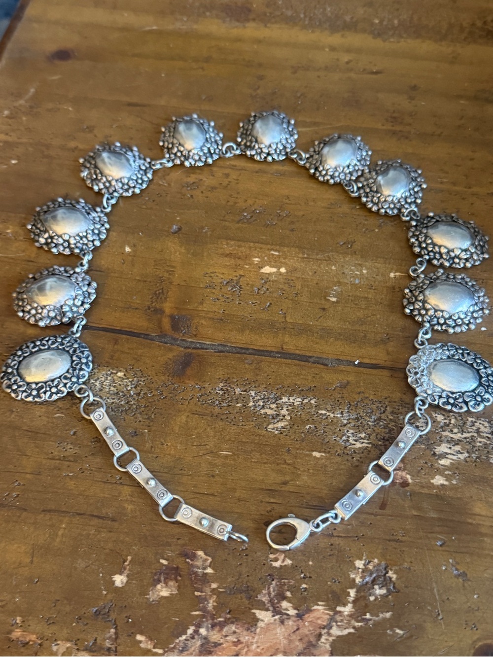 Taxco Artisan Mexico Sterling Silver Floral Ovals Necklace Bracelet Earring Set - Picture 10 of 15